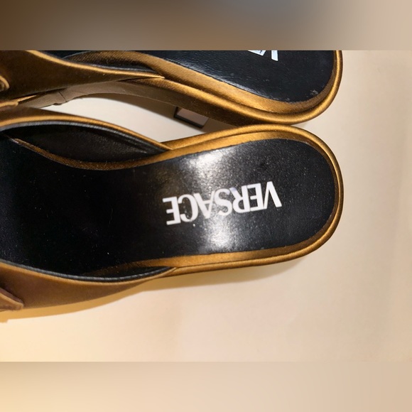Versace Biggie Metallic Leather Mules Size 36 VGUC - Picture 9 of 10